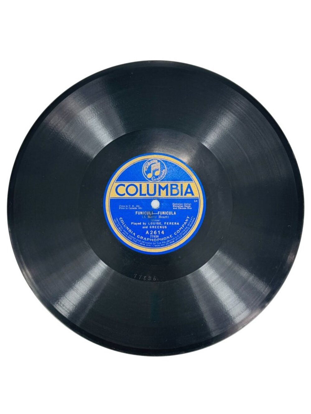Louise Ferera & Greenus Funiculi-Funicula 10in 78 RPM Columbia A2614